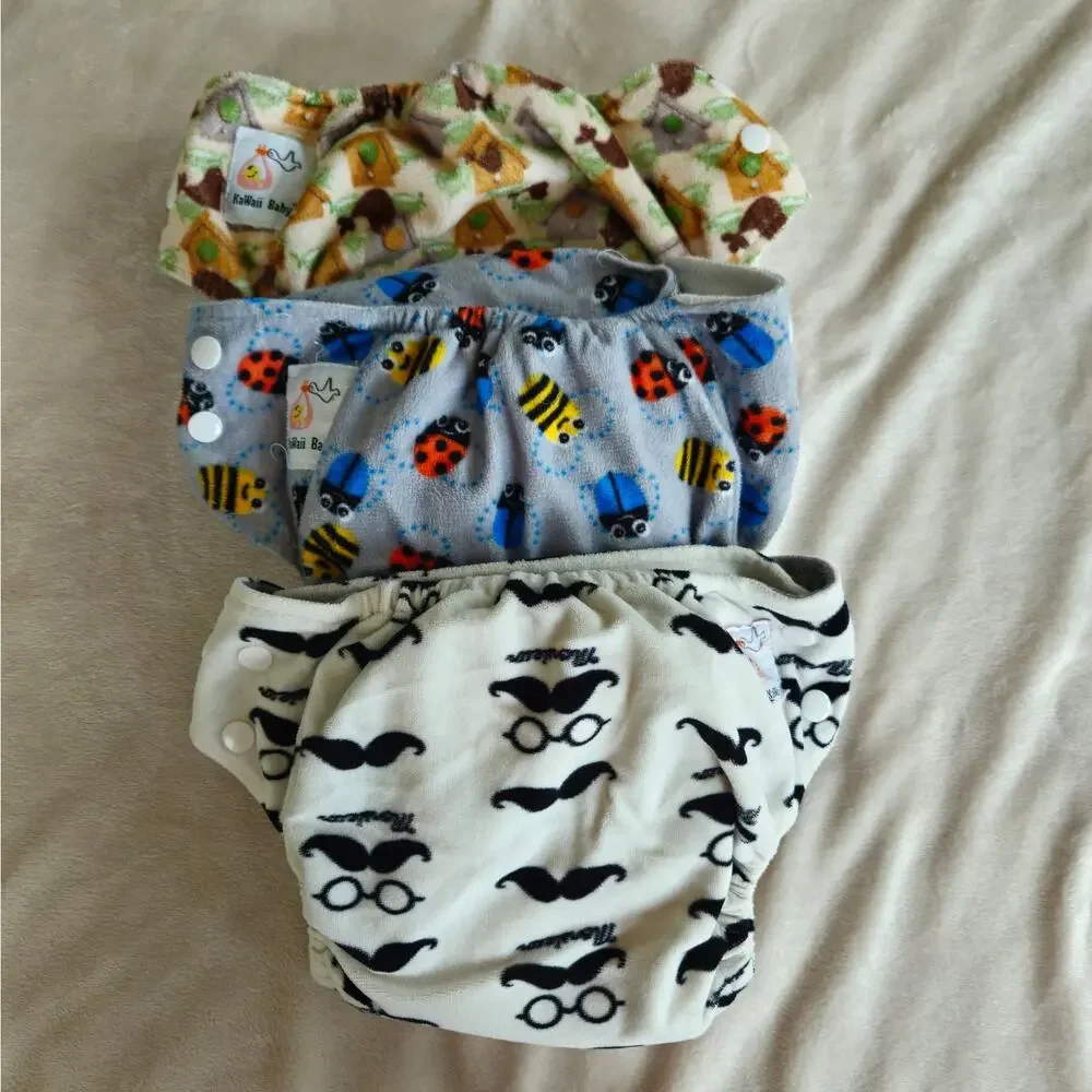 KaWaii Baby One-Size Pocket Cloth Diaper Bundle - Set of 3 + Inserts